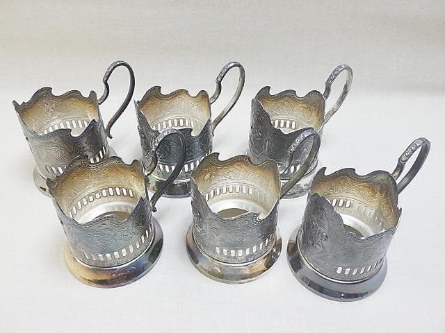 t*n様 ロシア雑貨 ソビエト モスクワオリンピック 洋銀製グラスホルダー6客 Amazon | Kalchugino Metal Works ソ連紋 クラシック ロシアティー