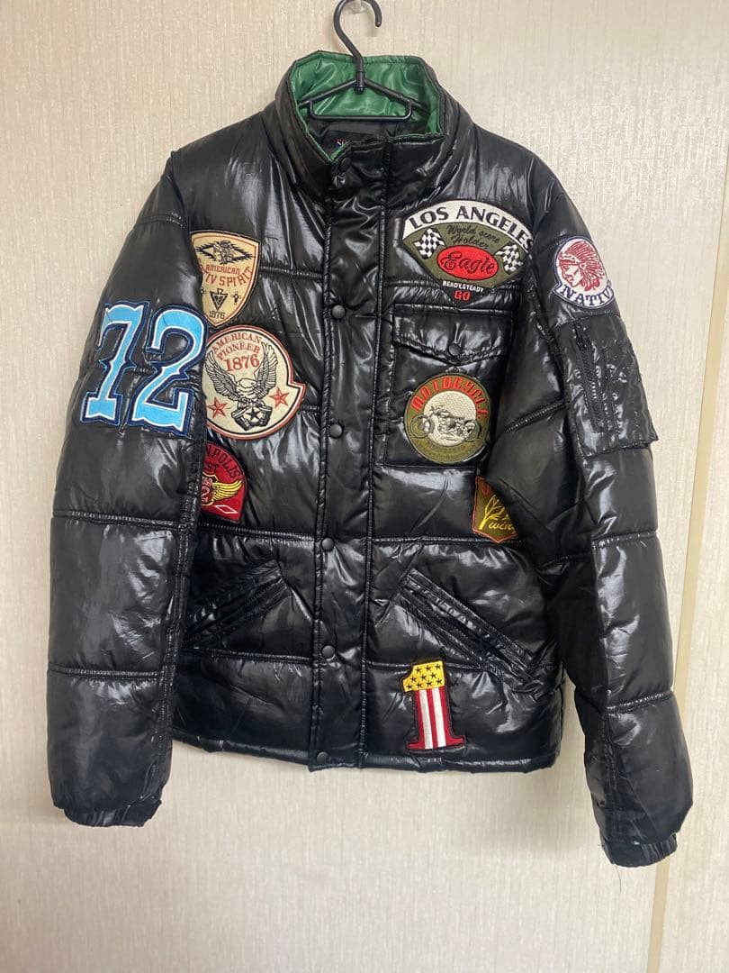 ワッペン ダウンジャケット ブラック サイズL - メルカリ