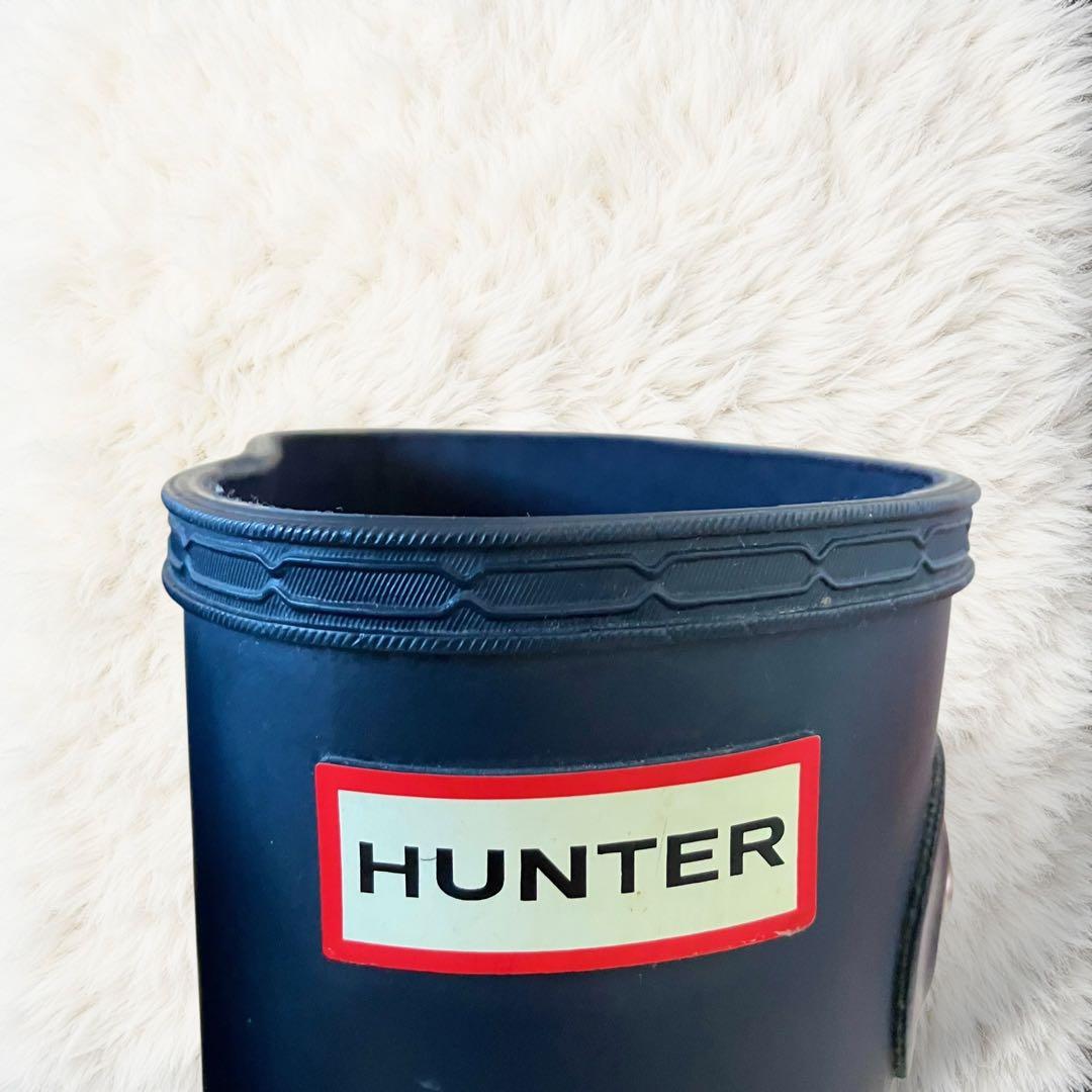 バックル ネイビー ハンター レインブーツ 24.0cm US7 38 ロング