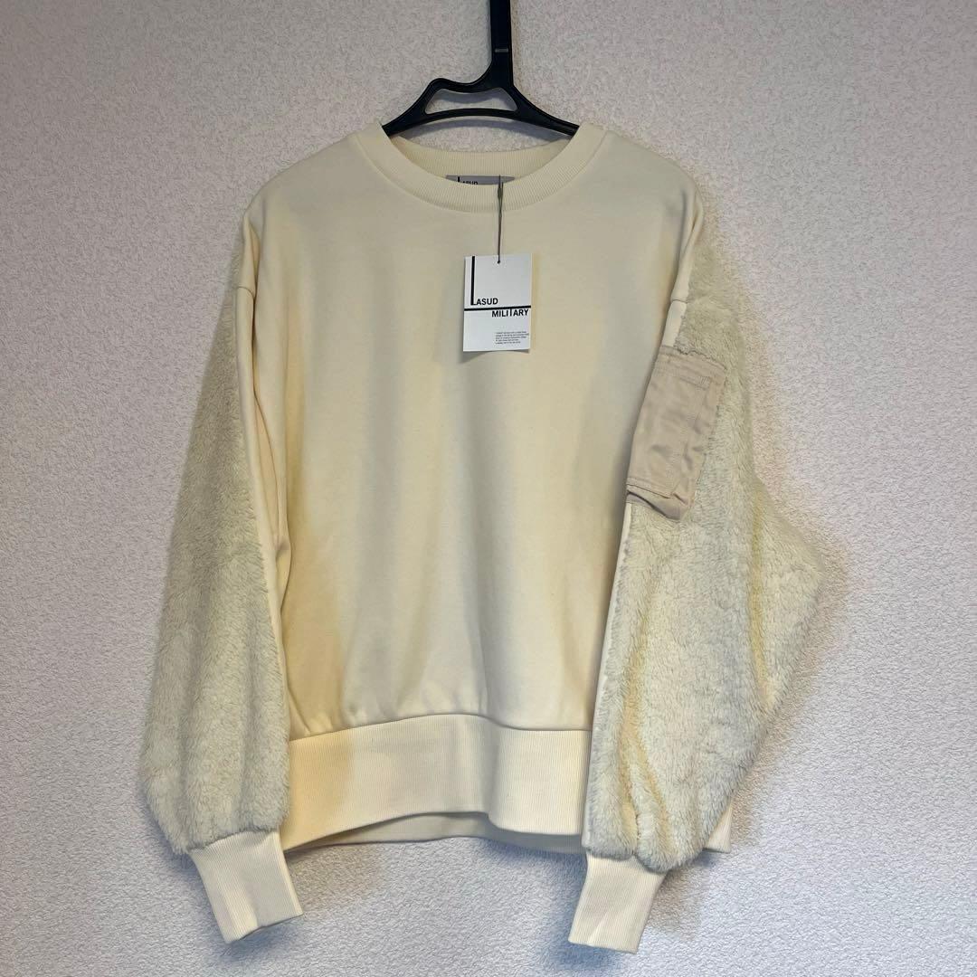 ☆ヤマダヤLASUD ラシュッド 切り替え素材トレーナー ボアトップス