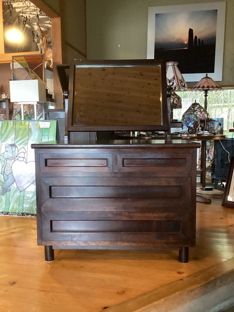 松本民芸　ミラー付きドレッサー　鏡台　チェスト 松本民芸家具 角型三面鏡 ミラー 中古 本棚 古民家 和風 松民 高級家具
