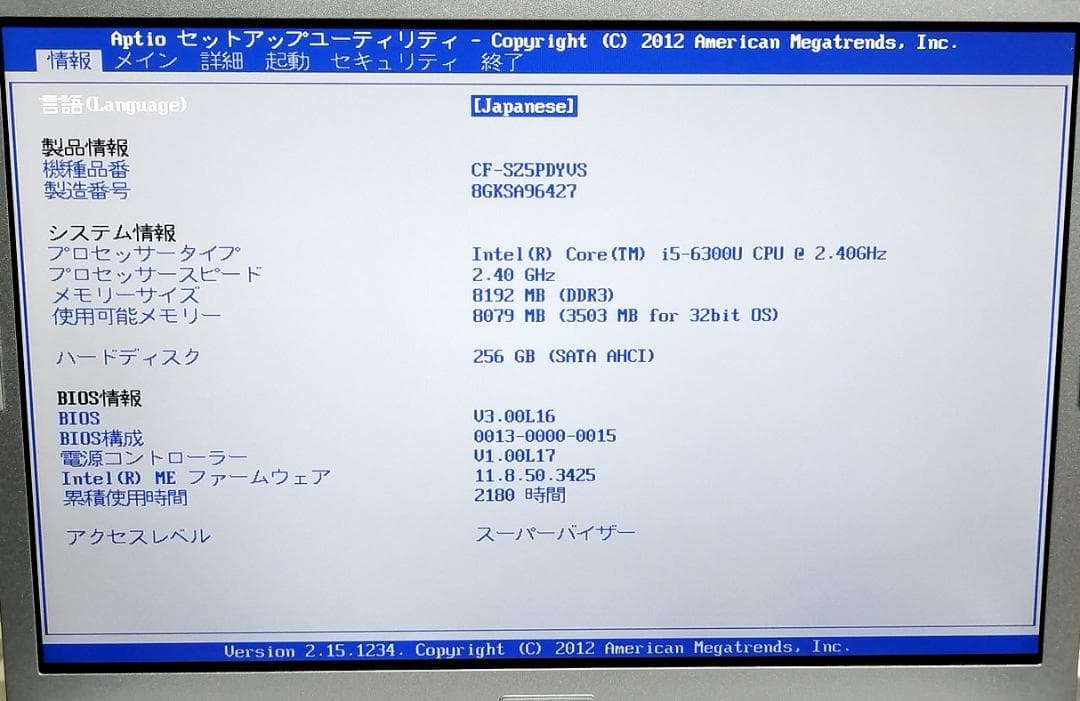 ogattyan8GB CF-SZ5PDYVS 6世代-I5 256GB