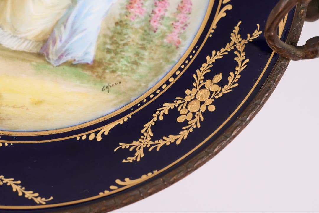 CM325】セーブル フランス リモージュ コンポティエ 絵皿 人物 陶磁器