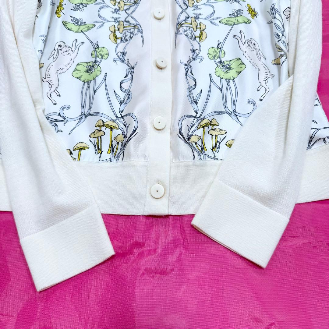 美品 トリ バ チ カ ディガン シルク ラビット 総柄 XS 2024年 モダンな