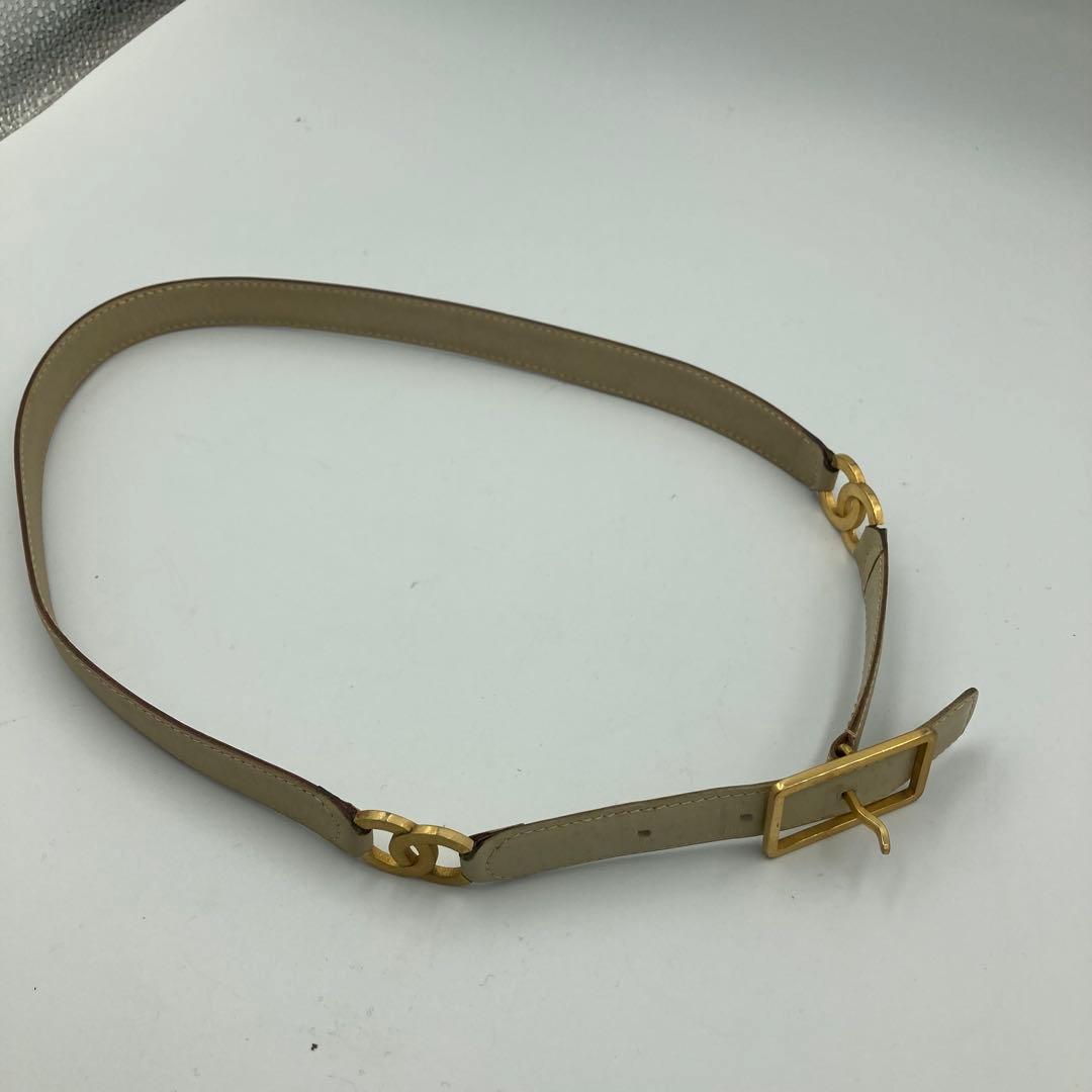 5766】CHANEL シャネル ベルト ココマーク ベージュの通販はau PAY