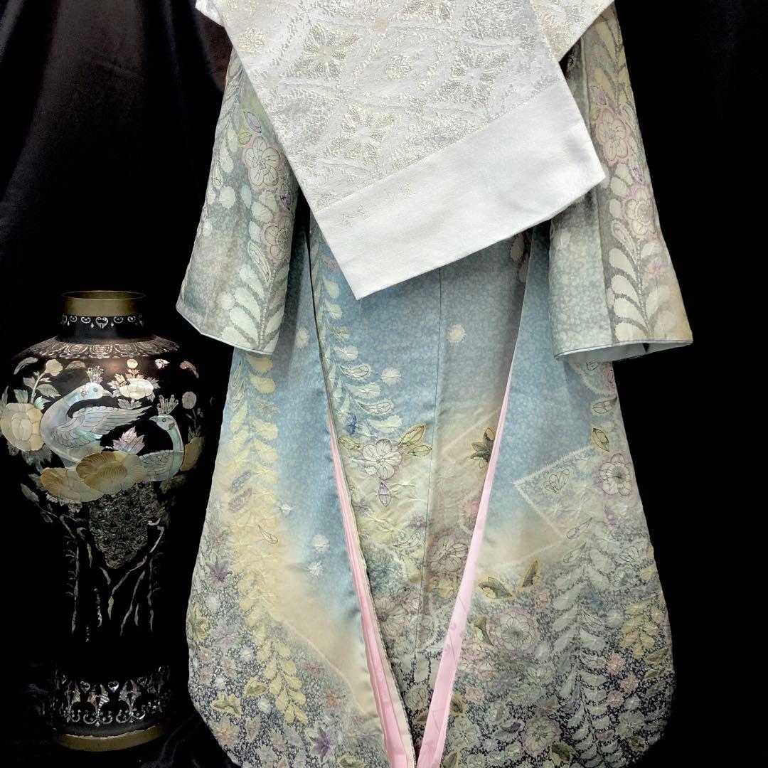 □逸品□辻が花□水色銀通し□花絞り□正絹振袖フルセット□成人式