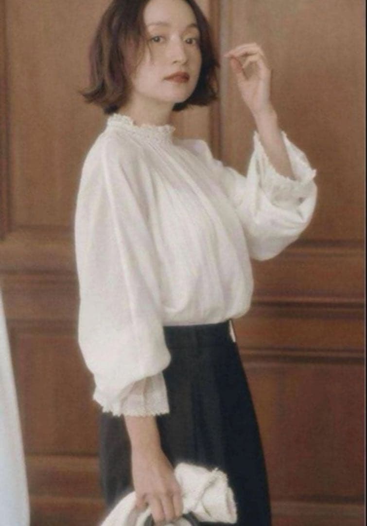 新品未使用　PUAL CE CIN 襟袖レースプチハイネックブラウス 襟袖レースプチハイネックブラウス | PUAL CE CIN(ピュアルセシン