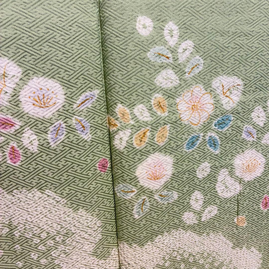 D244 訪問着 花模様 絞り 正絹 着物 袷 しつけ糸付き未使用極美品