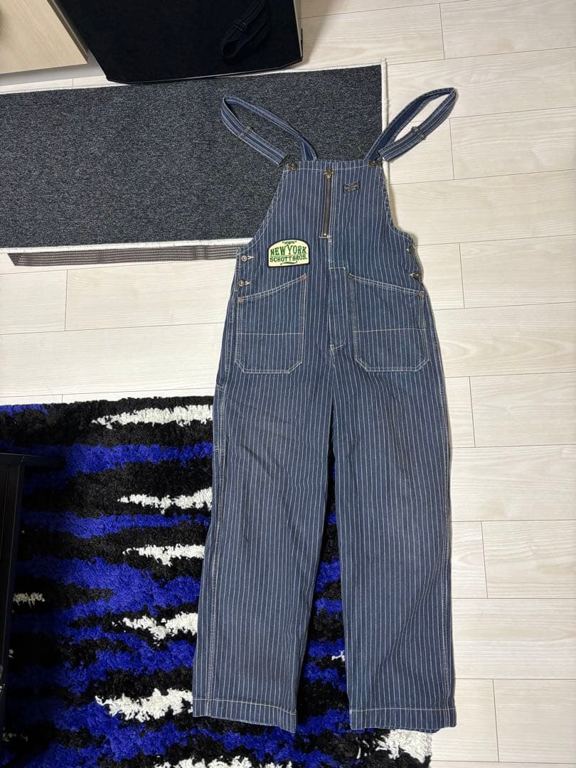 SCHOTT BROS. ストライプ オーバーオール ネイビー Schott N.Y.C（ショット） サロペット オーバーオール レディース