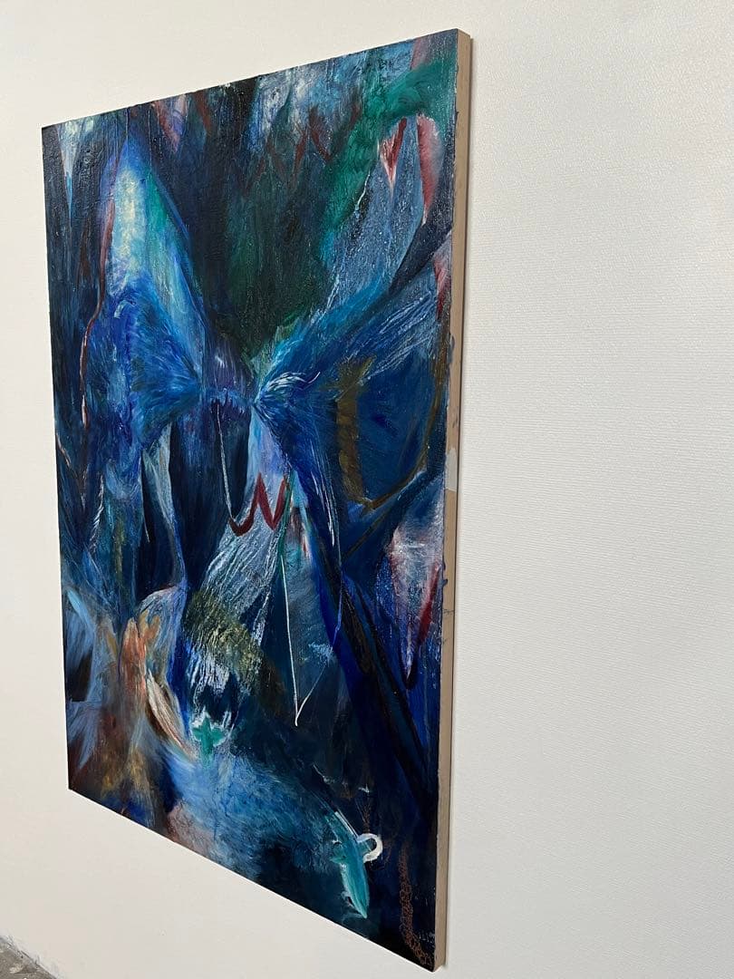 P50号】good blue(cave) 油絵 oil painting