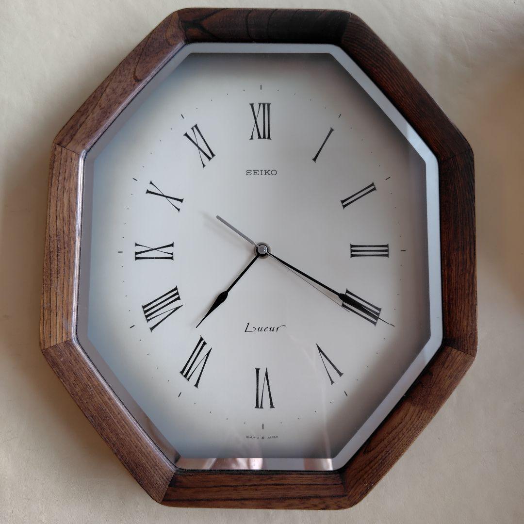 ジャンク SEIKO Lueur アナログ壁掛け時計 八角形 木製 レトロ - メルカリ
