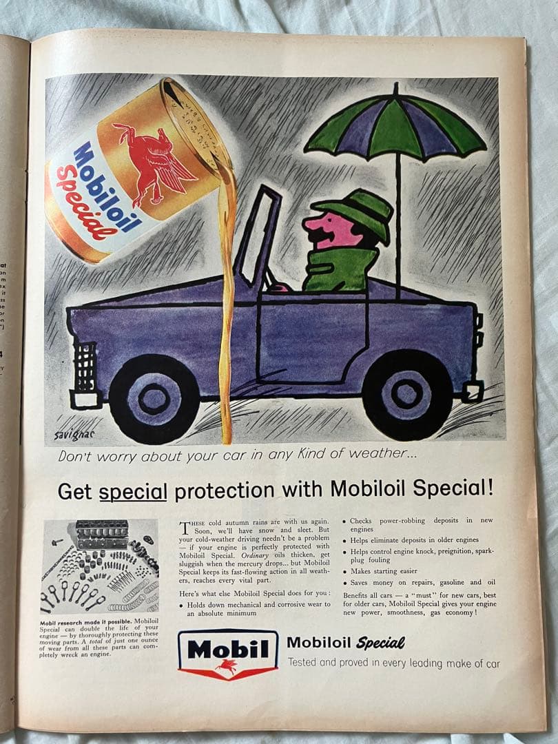 超希少】サヴィニャック Mobil ガソリン オリジナル広告掲載雑誌LIFE