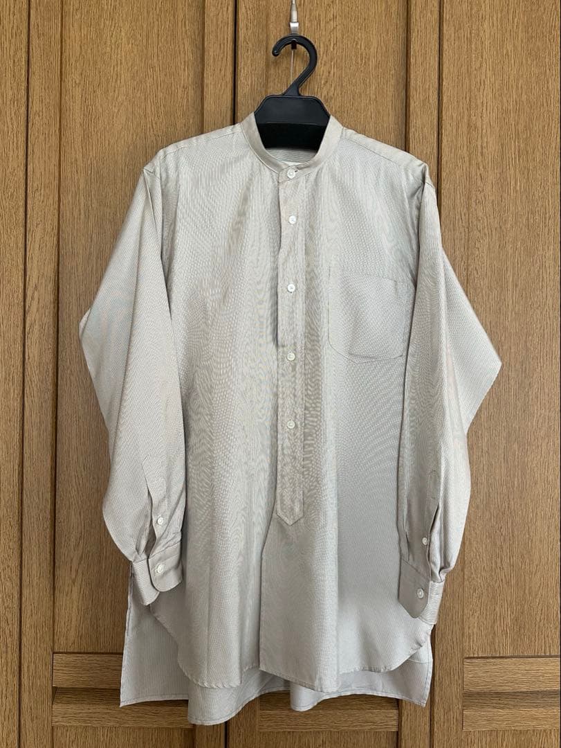 COMOLI ストライプ バンドカラーシャツ size 0 中古・古着通販】COMOLI (コモリ) ストライプバンドカラーシャツ