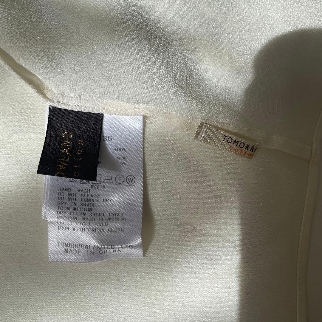 《美品》トゥモローランドコレクション　シルクサテン　ボウタイブラウス　3.3万