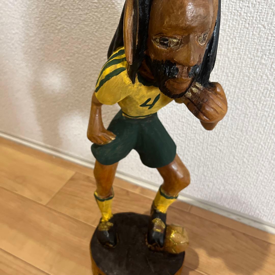 ジャマイカ レゲエ サッカー 木彫り ボブマーリー ラスタ 90s