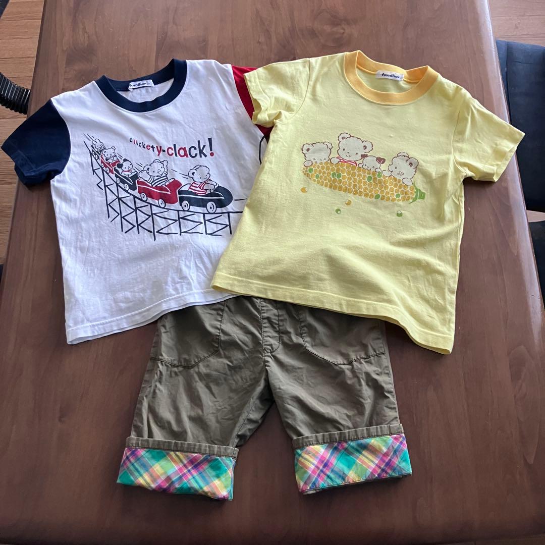 ファミリア 春夏 男の子 半袖Tシャツ ハーフパンツ 120cm 3点セット