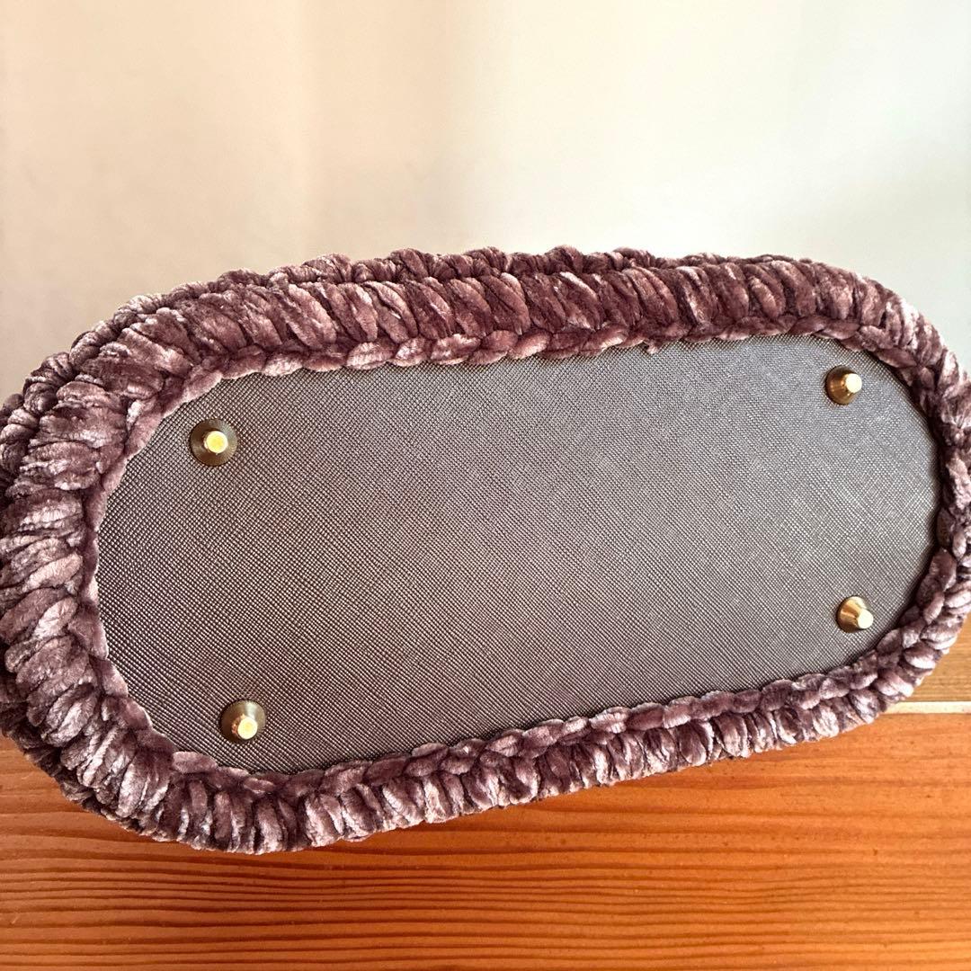 ブラウン×ベルベット ズパゲッティ マルシェバッグ あずき色 - メルカリ