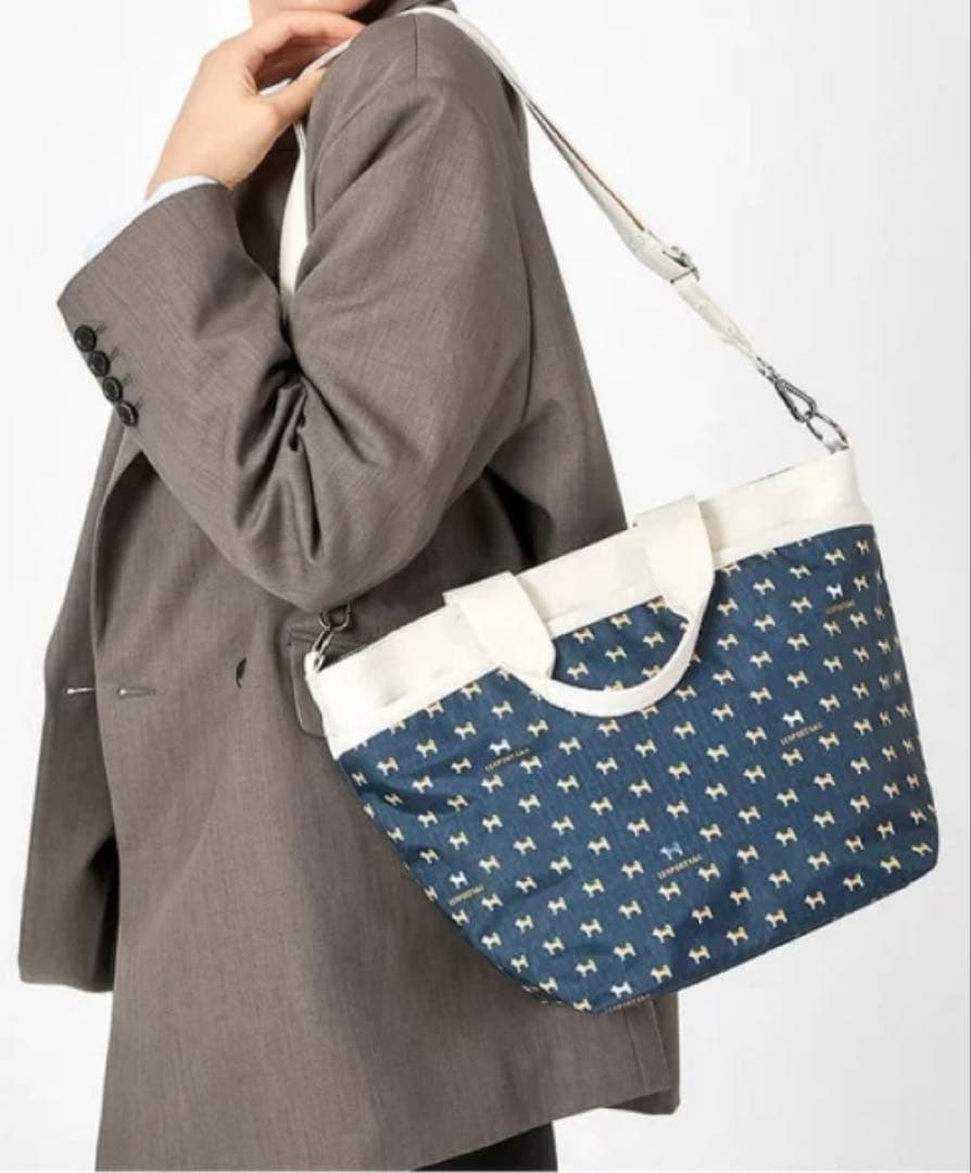 日本限定】レスポートサック BUCKET TOTEデニムシバピクセル 柴犬柄