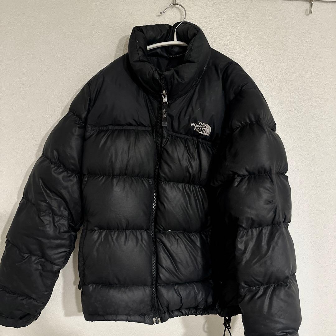 ノースフェイス 700フィル ヌプシ ダウンジャケット 刺繍ロゴ 古着