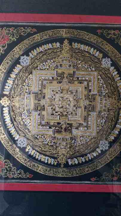 値下げ チベット種字曼陀羅 赤 肉筆