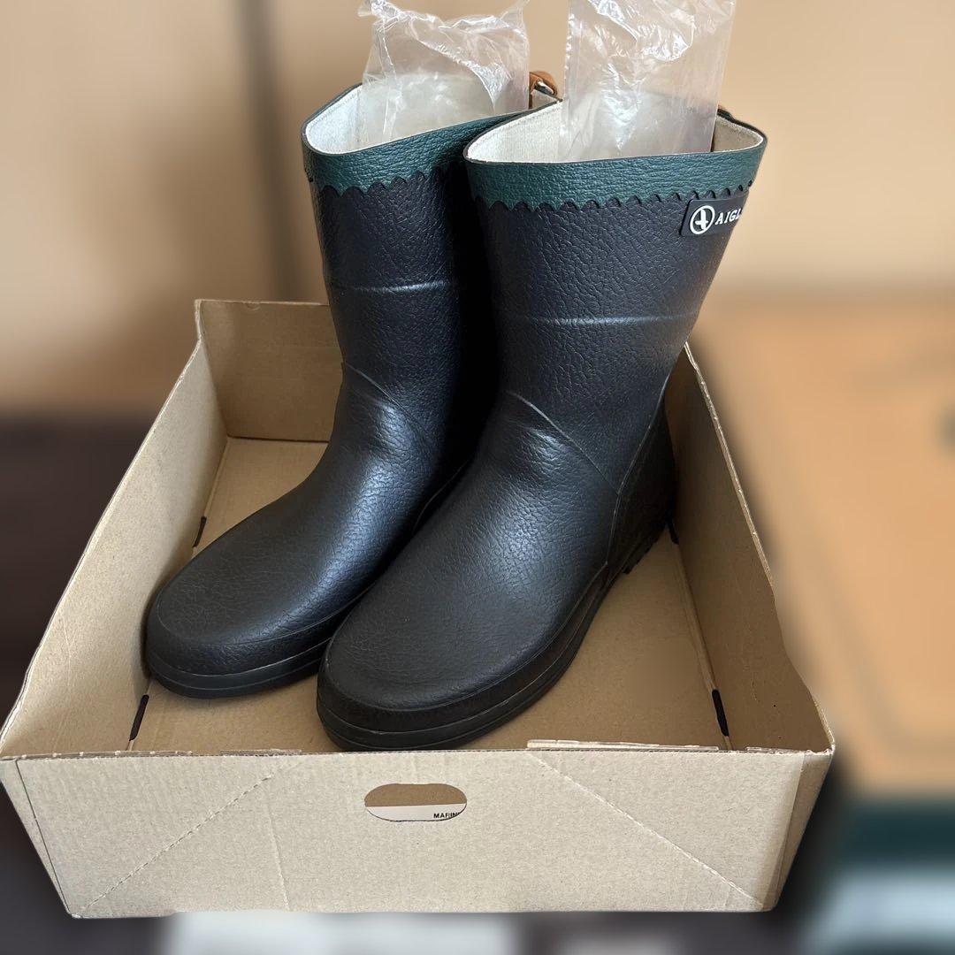 AIGLE BISON レインブーツJP マリン 37 エーグルビソン　黒 AIGLE（エーグル） レディース ビソンレディー JP ラバーブーツ
