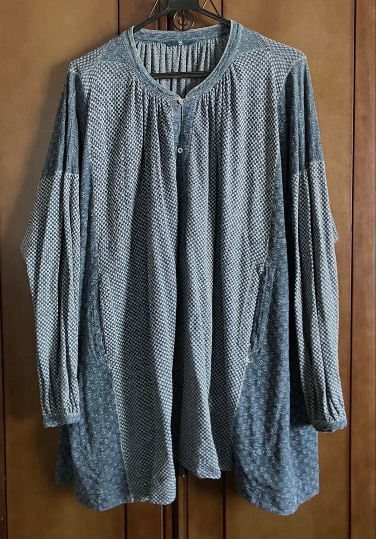 45rpm 綿ブラウス　インディゴ染め 前橋中央通り商店街】 身長154㎝｜ 無印良品