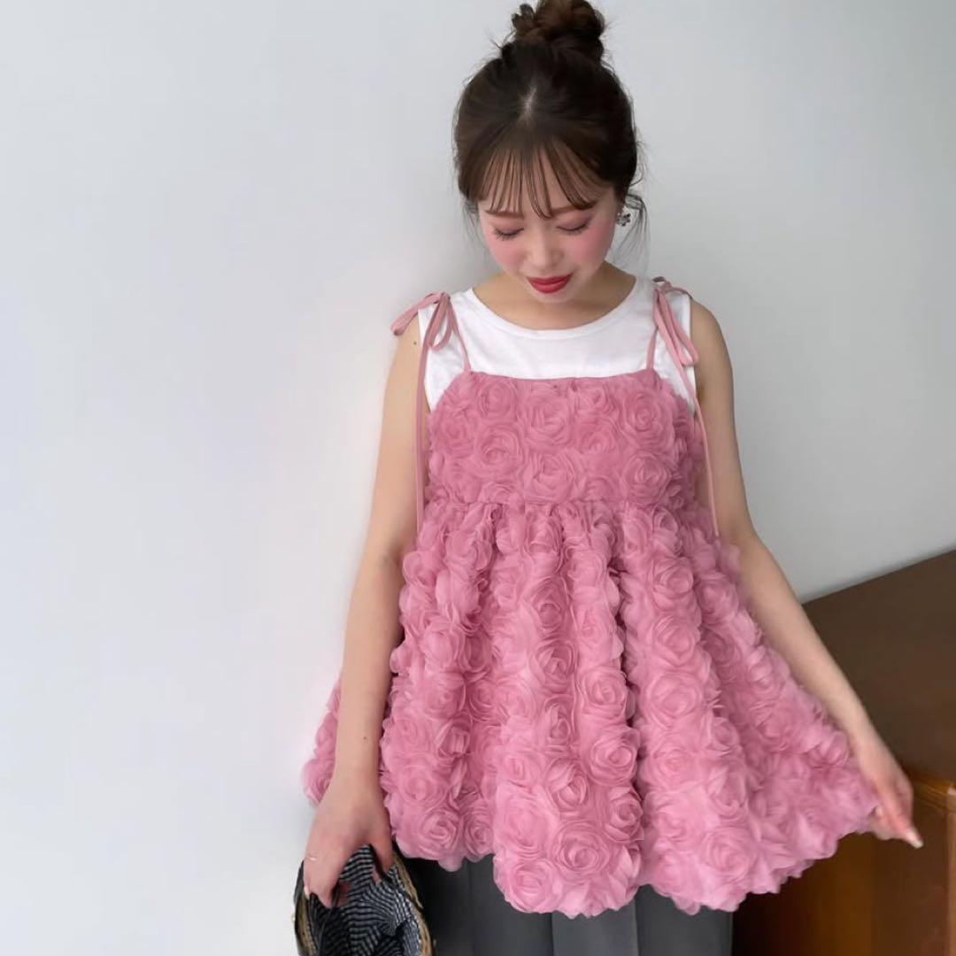 【美品】fitmoreローズモチーフキャミソールbibiy【最終値下げ】 セール】ローズモチーフキャミソール（キャミソール）｜Fit more