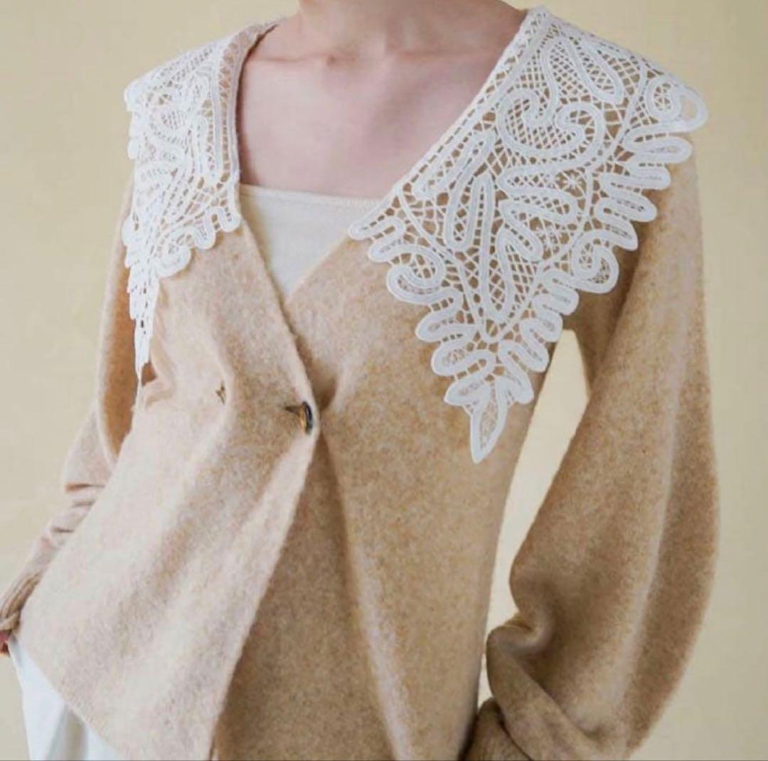 Acka. lace collar knit cardigan - メルカリ