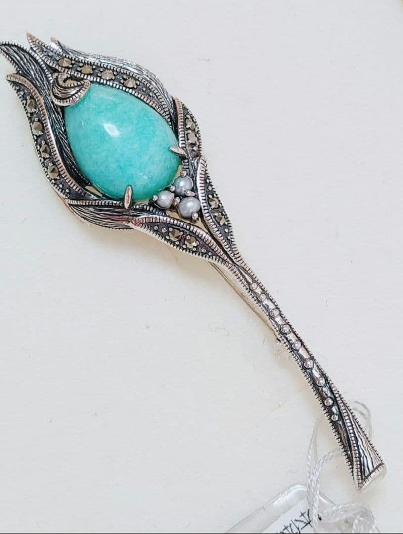 未使用品 碌山 アマゾナイト ベビー真珠 ブローチ 兼 ペンダント 02265_18041401.jpg