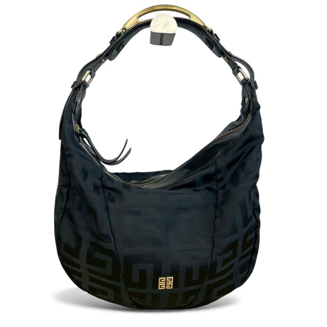 美品　ジバンシィ　ワンショルダーバッグ　ホーボー　4Gロゴ　ナイロン　メタル 美品 ジバンシィ ワンショルダーバッグ ホーボー 4Gロゴ ナイロン