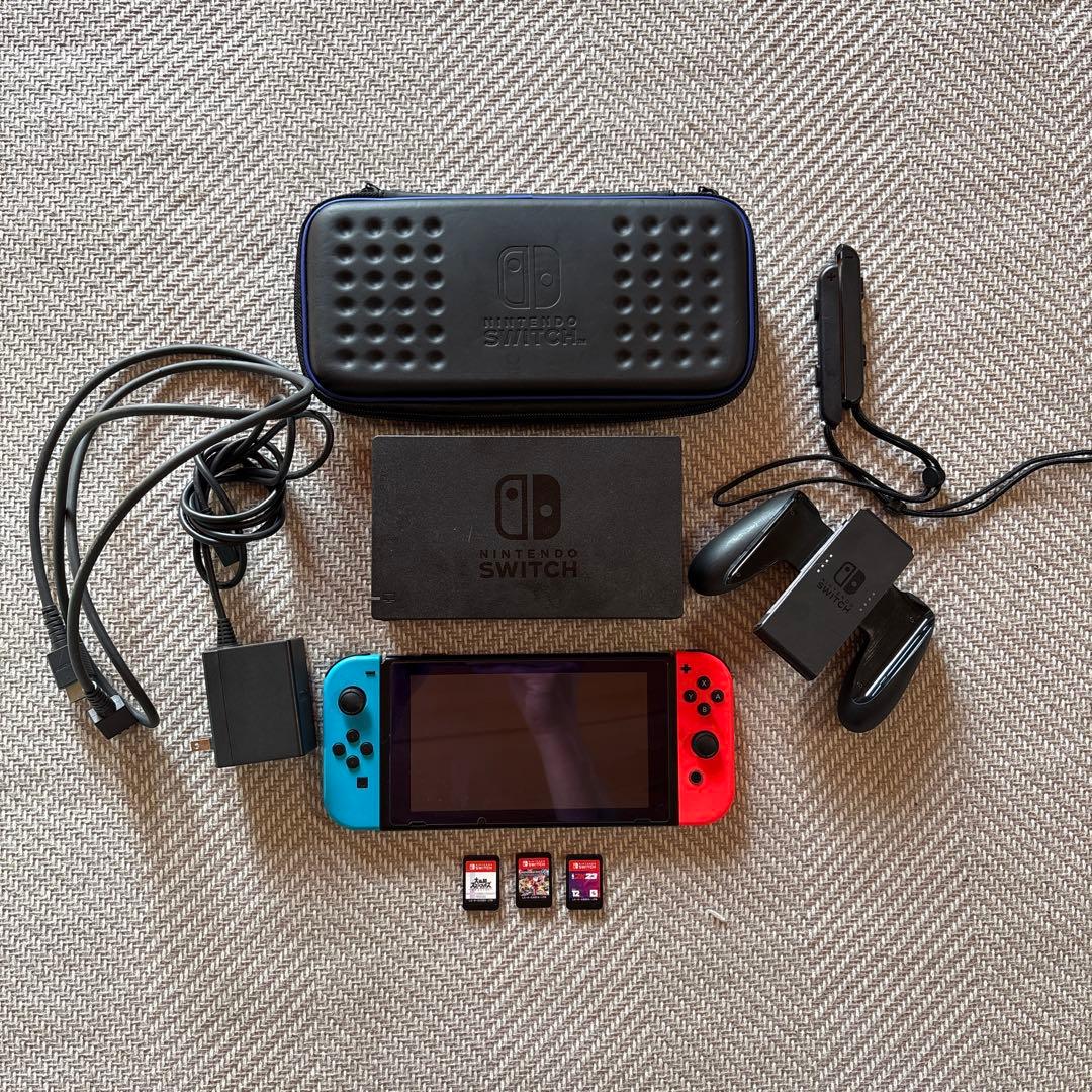 Nintendo Switch 本体　ソフト3本付き Nintendo Switch HAD-S-KABAH Joy-Con(L) ネオンブルー/(R) ネオン