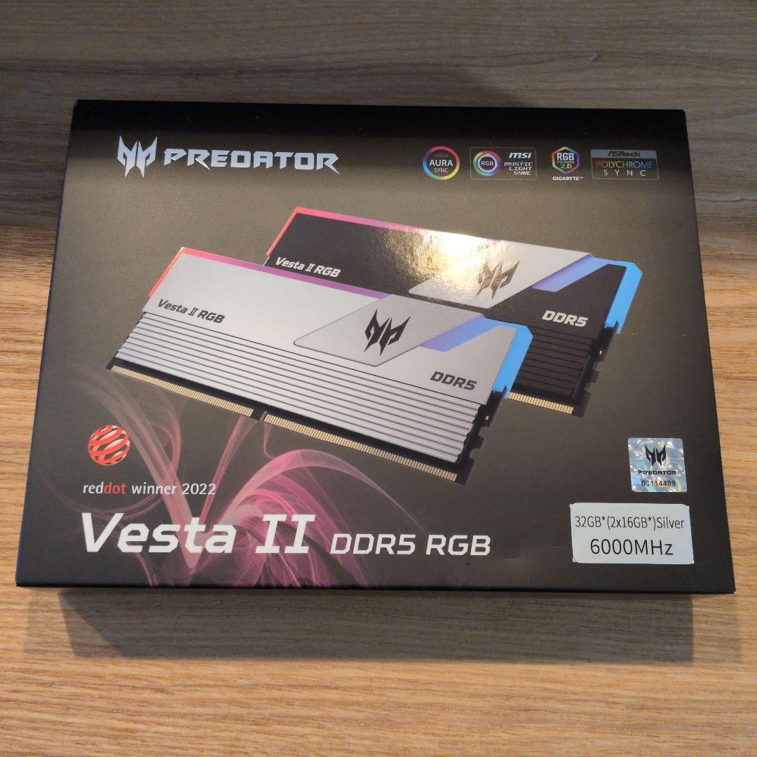 かまくらさん専用Vesta II DDR5 RGB 32GB (16GBx2) ☆Acer Predator Vesta II DDR5 6000MHz デスクトップPC用メモリ 32GB