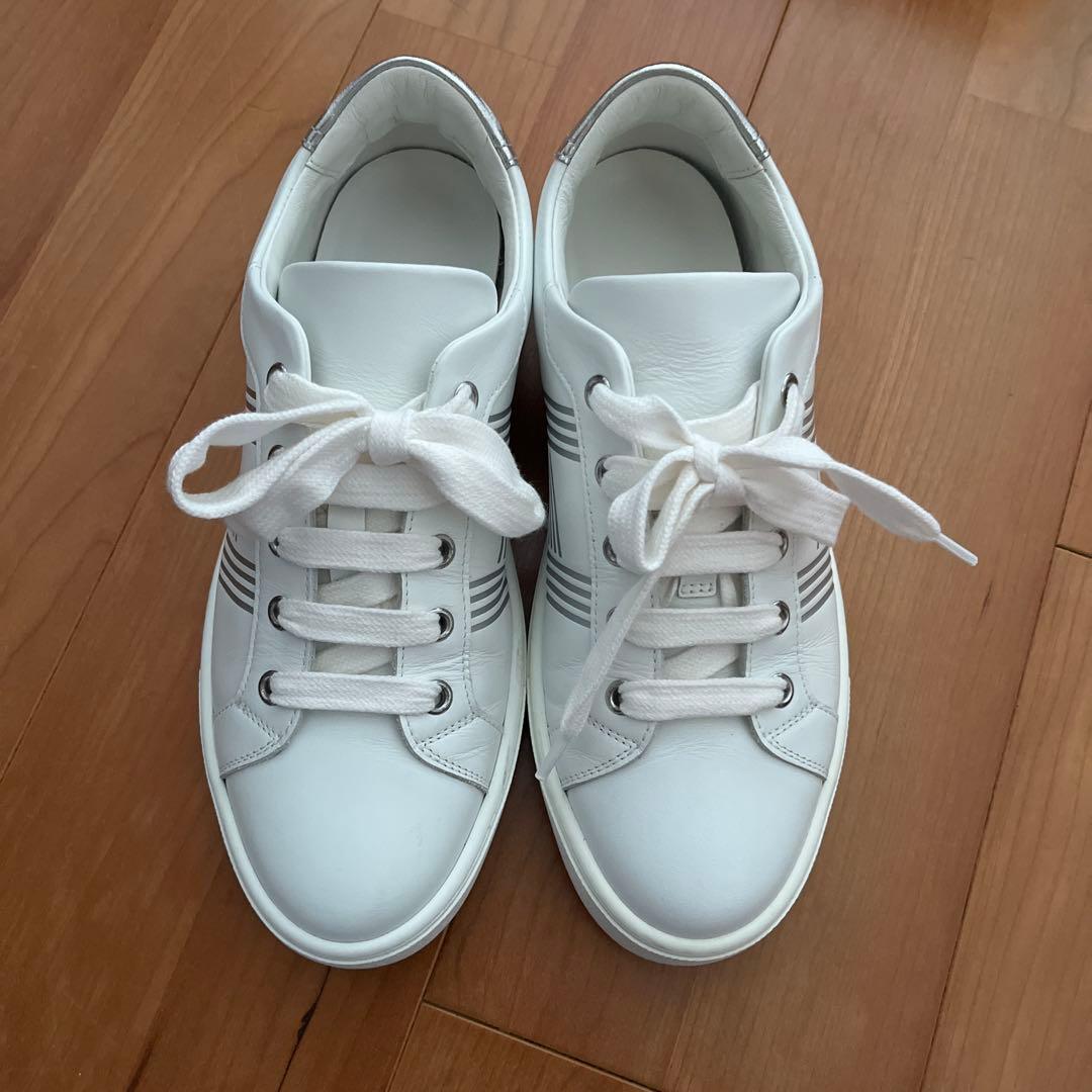 エルメス レザースニーカー ホワイト 付属品完備 - メルカリ