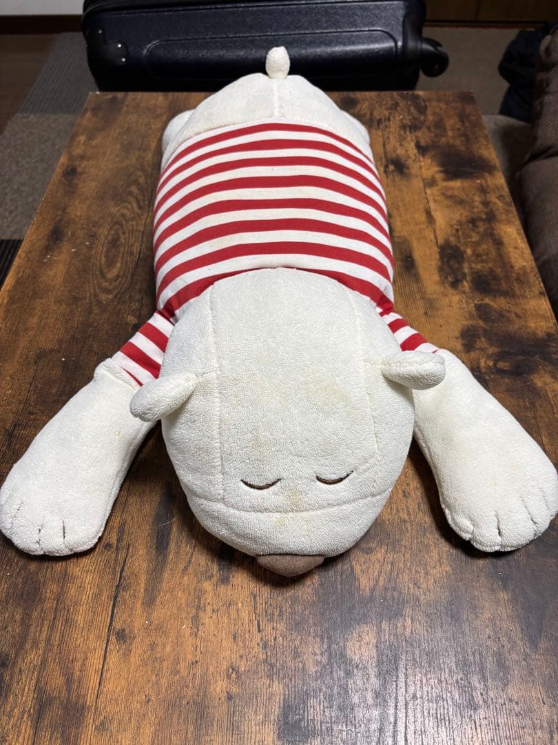 ニトリ　シロクマ　ぬいぐるみ し…しまぐまちゃんどうしたの！！？😫 #ニトリのしろくま #にとりの