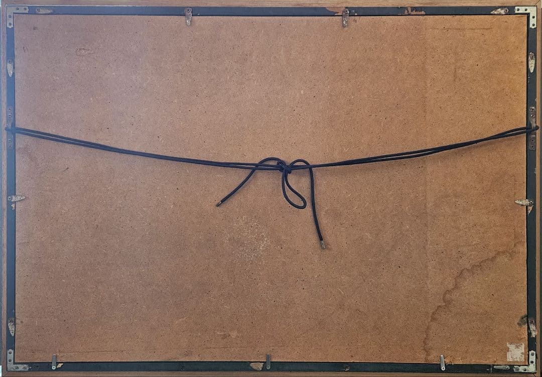 バリの風景 油彩画 PADE KETUT BONGKASO 寺院お祭り図 額装