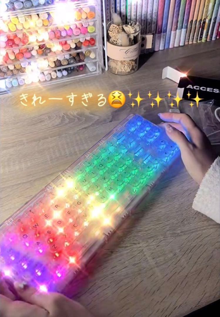 SNS大バズり】YUNZII X71 MACも対応RGBコトコト音キーボード
