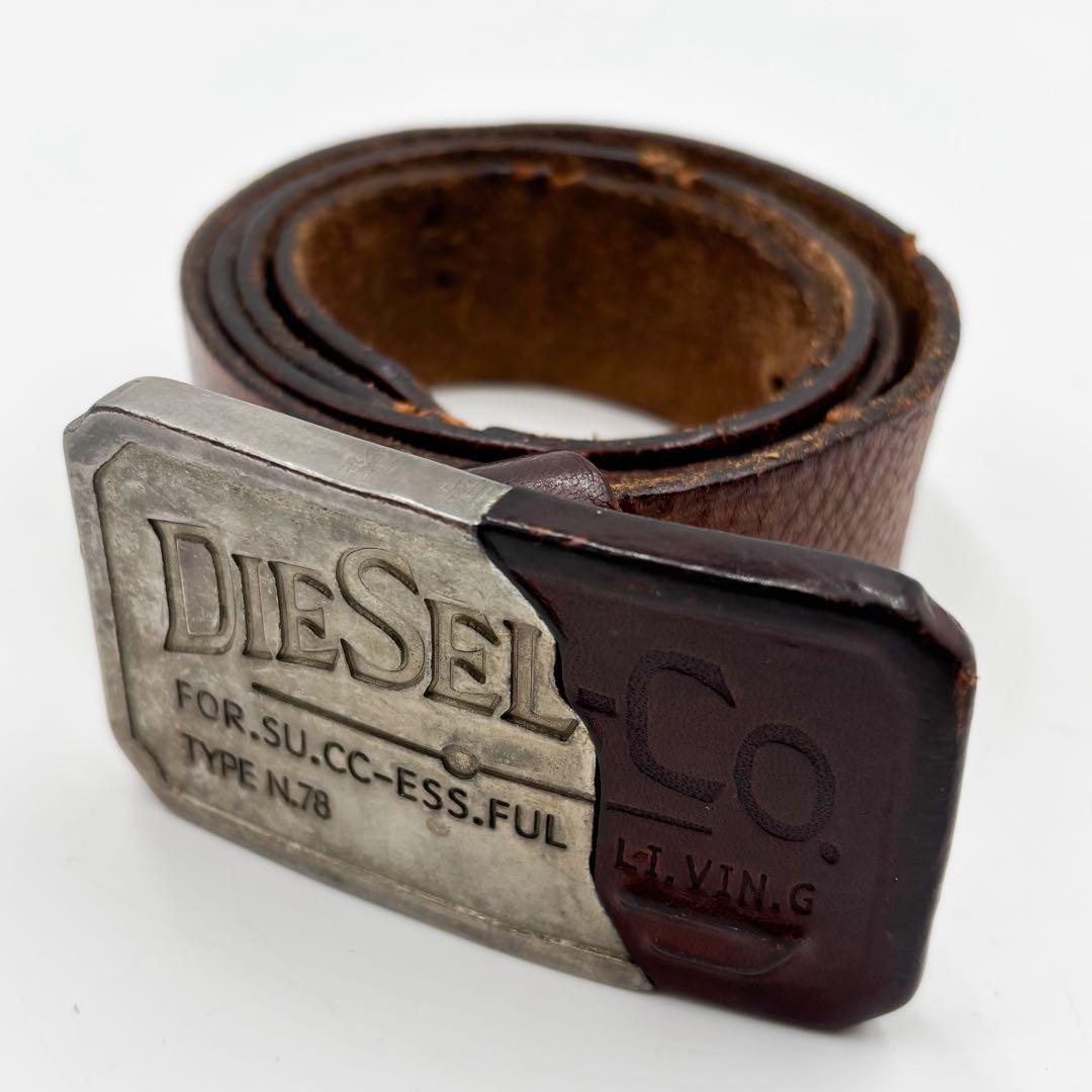 激レア】ディーゼル diesel ベルト ヴィンテージ加工 ダークブラウン