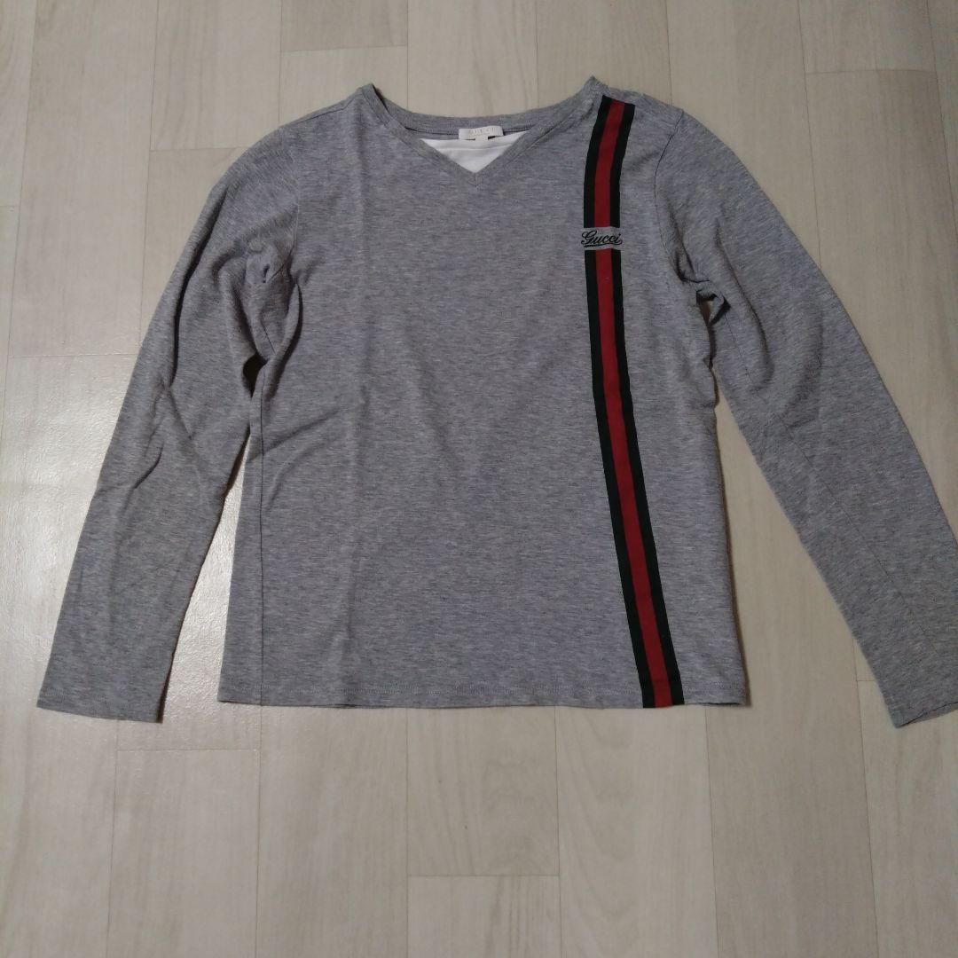 h111e 美品 Gucci グレー Vネック長袖 Tシャツ 2枚セット GUCCI（グッチ） 長袖Tシャツ メンズ トップス ダブルG リネン 長袖