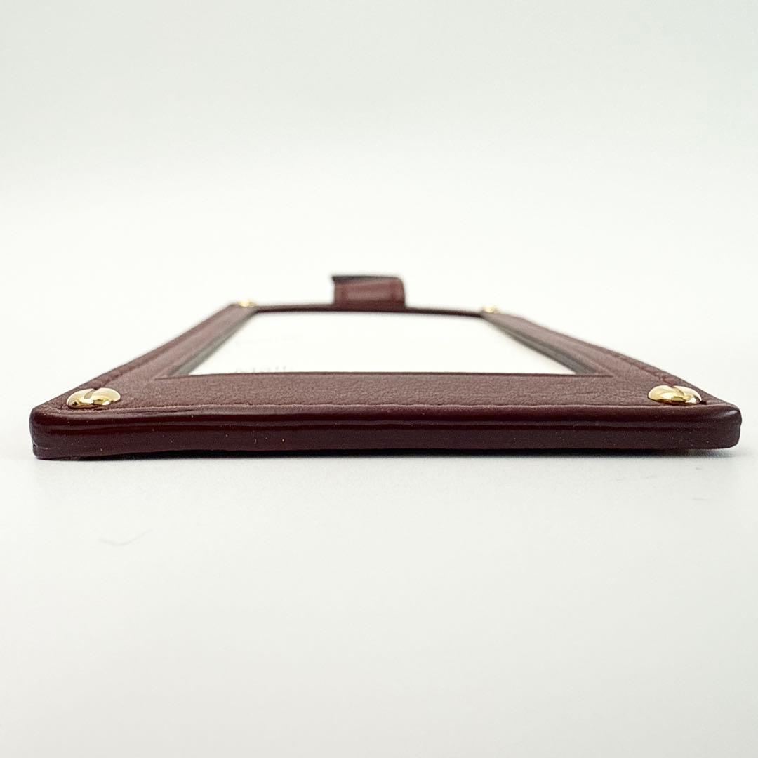 カルティエ マストライン レザー ネームタグ バッグチャーム ボルドー