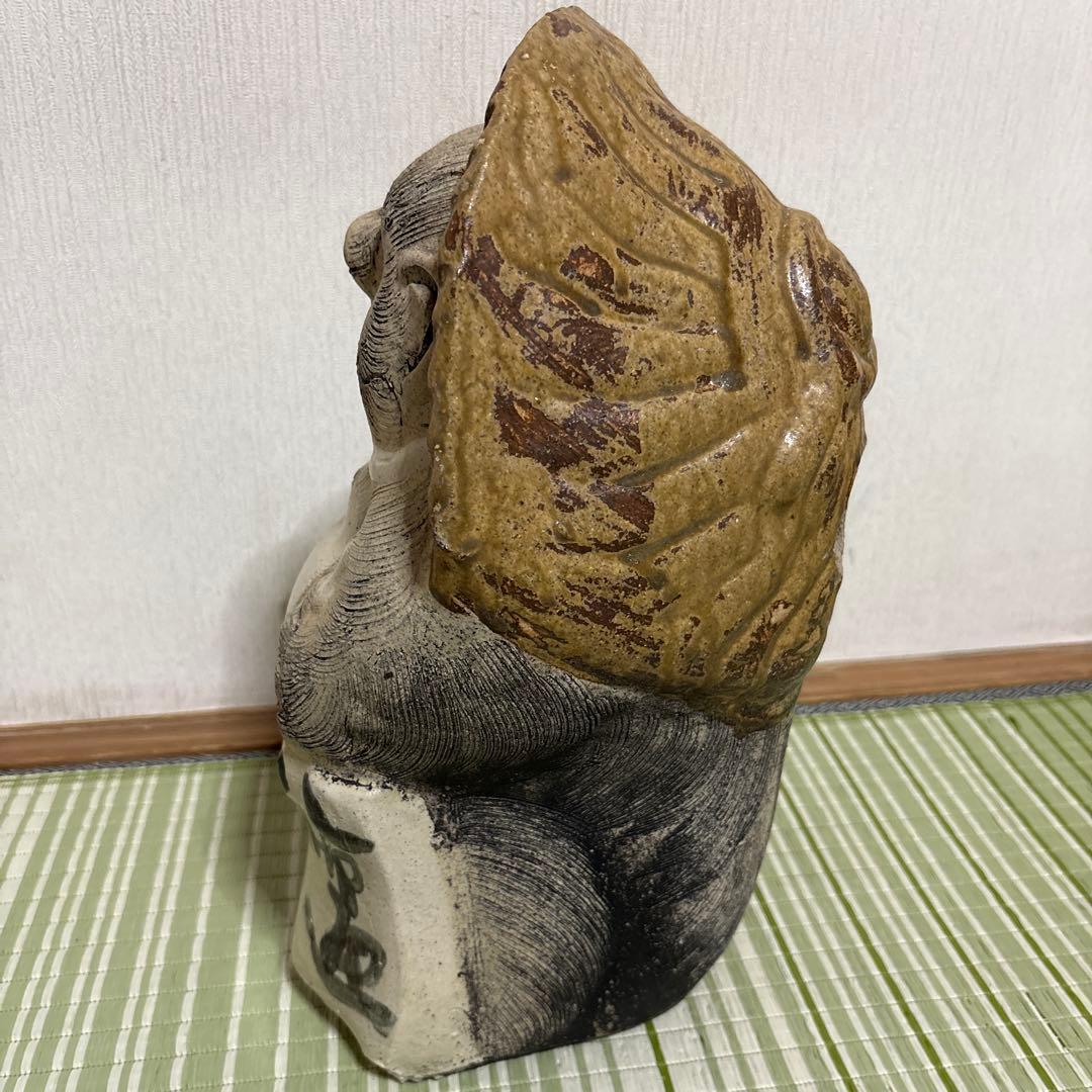 信楽焼 白 たぬき 狸 焼き物 ホワイト 2代 38cm 陶芸 工芸品 置物