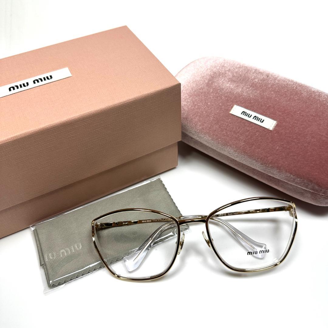 【極美品】miumiu Eyewear Gold Logo Sunglasses Miu Miu Eyewear: Gold 'Miu Miu Logo' Sunglasses | SSENSE