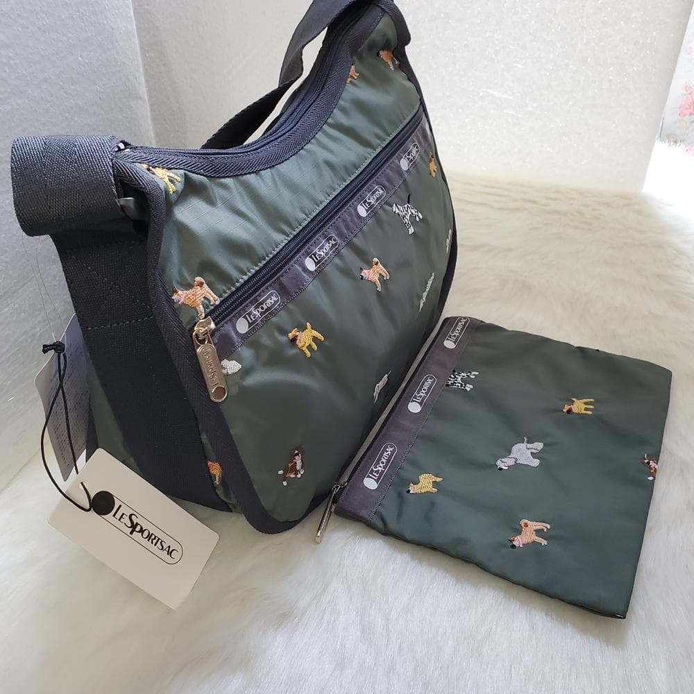 新品未使用○レスポートサック○ショルダーバッグ○犬柄・刺しゅう