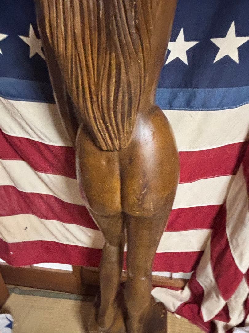 ビンテージ6070s頃等身大木彫りセクシーエロ女体レアは美人はプレイボーイ