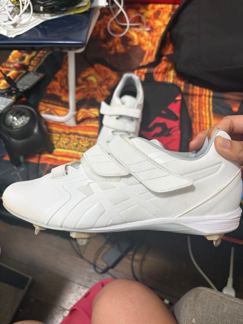ASICS 野球スパイク 金具 白 高校野球対応 ゴールドステージ 25.5cm
