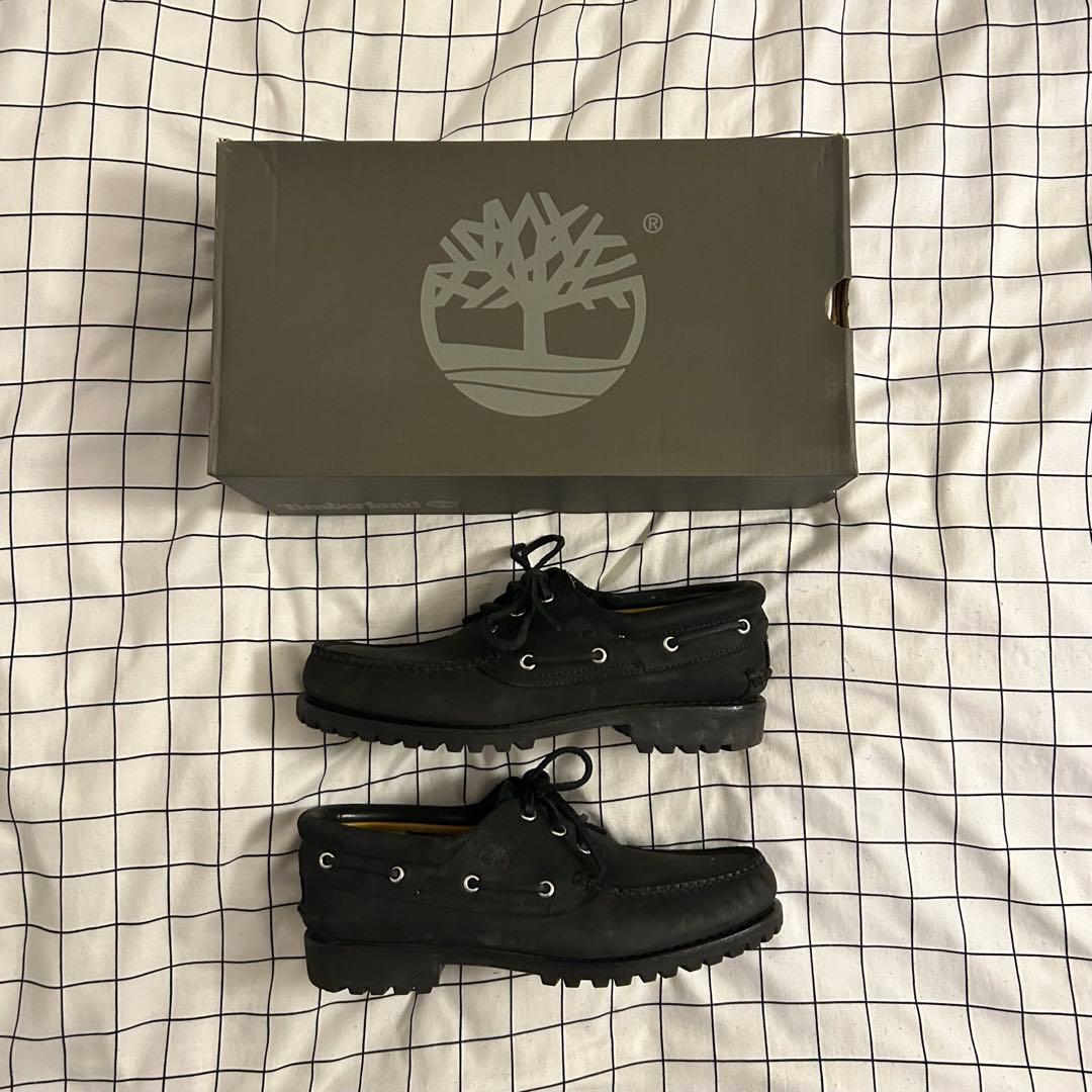 靴 Timberland 3EYE CLASSIC LUG BLACK NUBUCK Timberland Authentics 3 Eye Classic Lug boat shoes Black| Dressinn