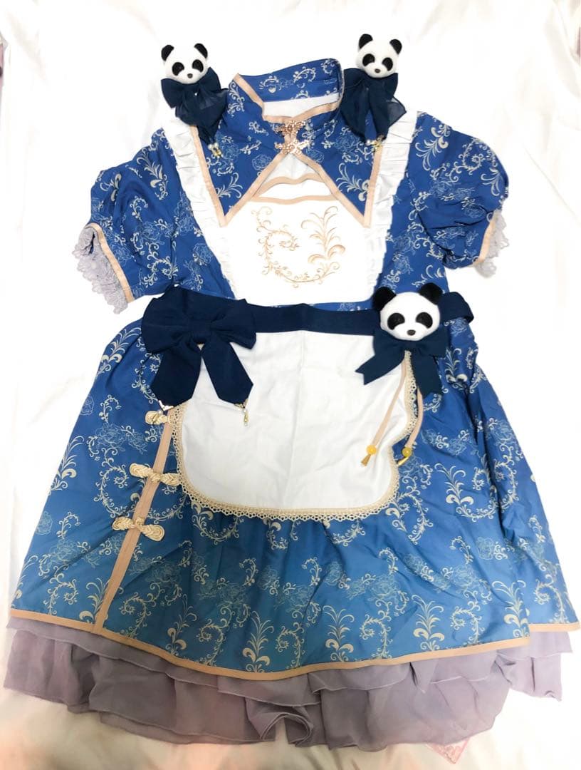 【6点SET】新品 to Alice パンダチャイナメイドワンピース ブルー 即完売商品♡】6点セット To Alice パンダチャイナメイドワンピース