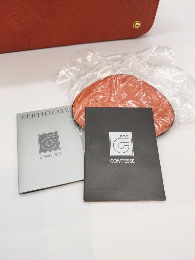 □COMTESSE□オーストリッチ バニティ型 ハンドバッグ オレンジ - メルカリ