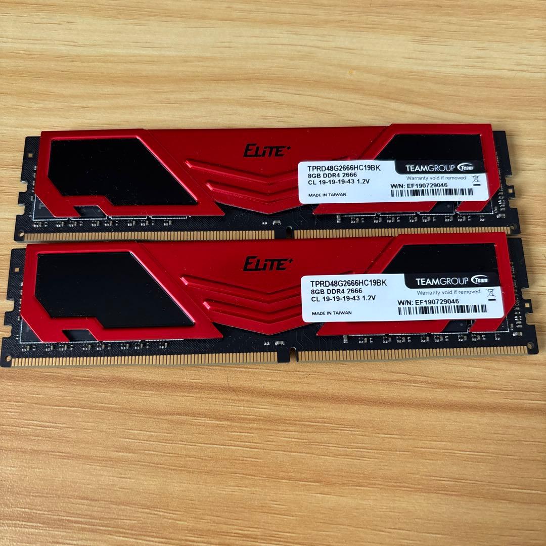 TeamGroup DDR4-2666 8GB メモリ2枚セット16GB - メルカリ
