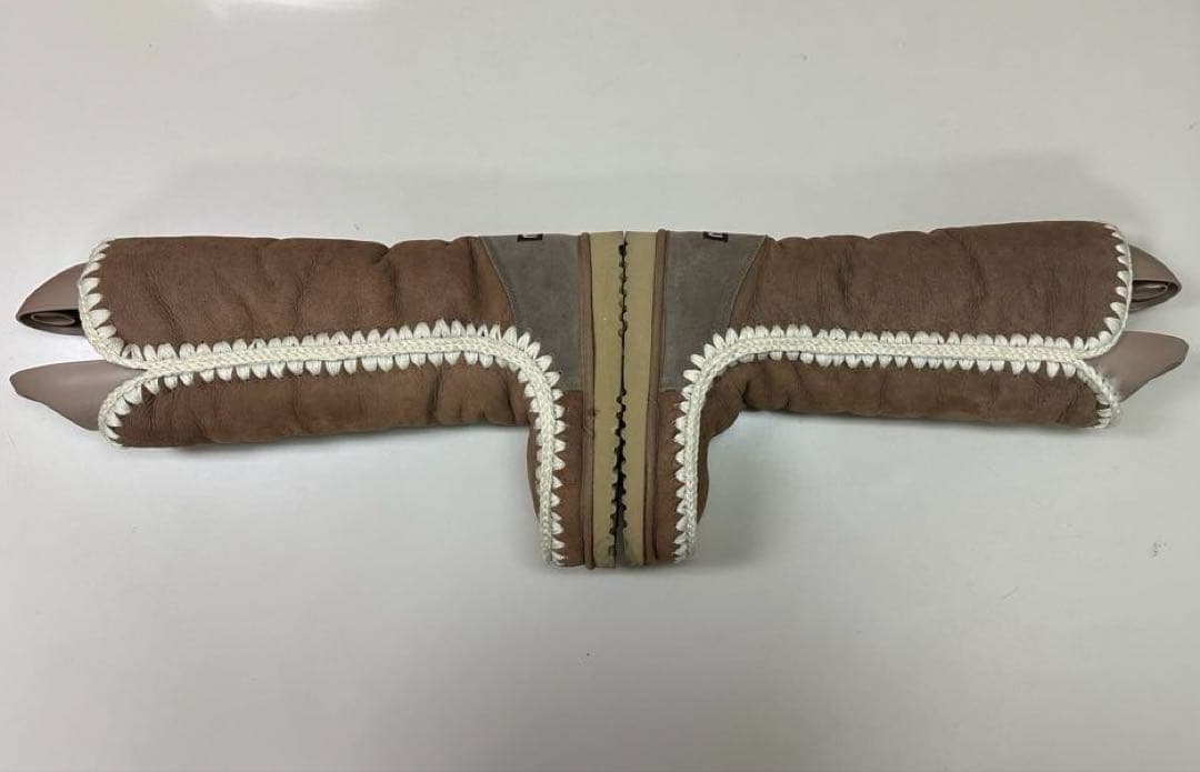 mou レディース　ブラウン ムートンロングブーツ　23.5cm