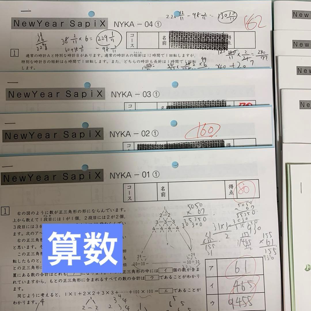 サピックス 冬期講習・正月特訓四科目(開成コース) 6年生 フルセット